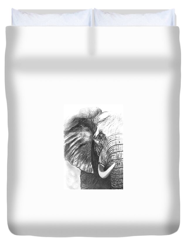Elephant Pencil Drawing Duvet Cover featuring the drawing Elephant for Alabama by Hae Kim