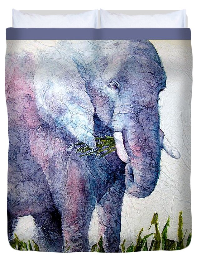 Elephant Duvet Cover featuring the painting Elephant Sanctuary by Amy Stielstra