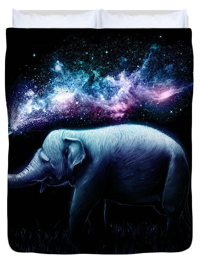 Elephant Duvet Cover featuring the digital art Elephant Splash by Nicebleed 