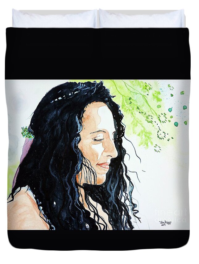 Watercolor Duvet Cover featuring the painting Elisa by Tom Riggs