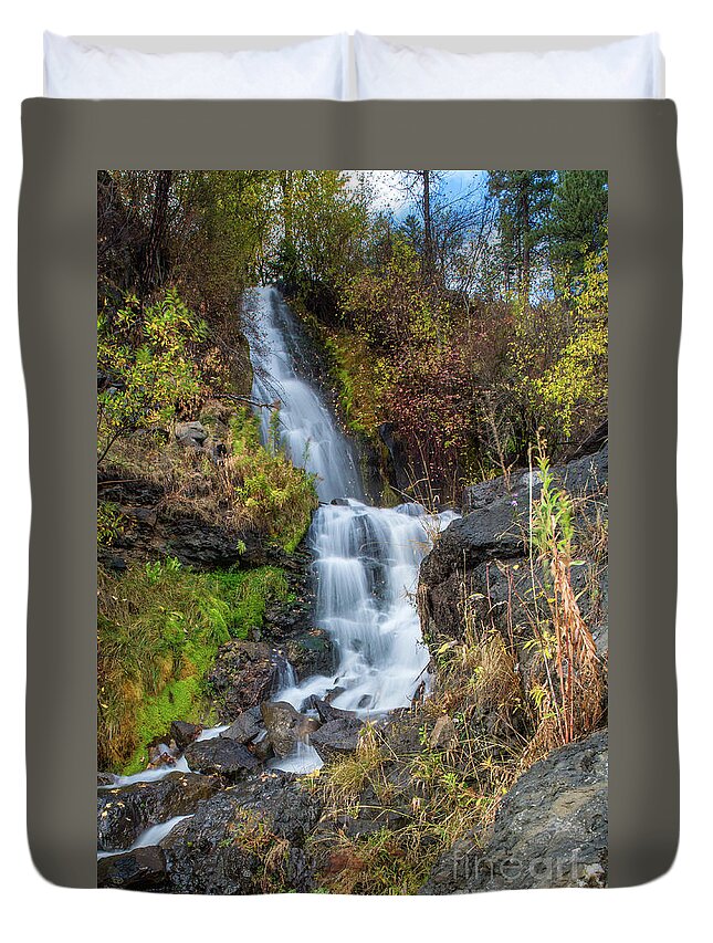 2016 Duvet Cover featuring the photograph Elk Creek Waterfall Waterscape Art by Kaylyn Franks by Kaylyn Franks