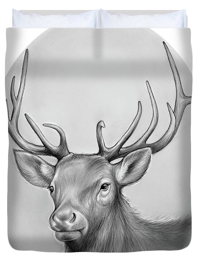 Elk Duvet Cover featuring the drawing Elk by Greg Joens