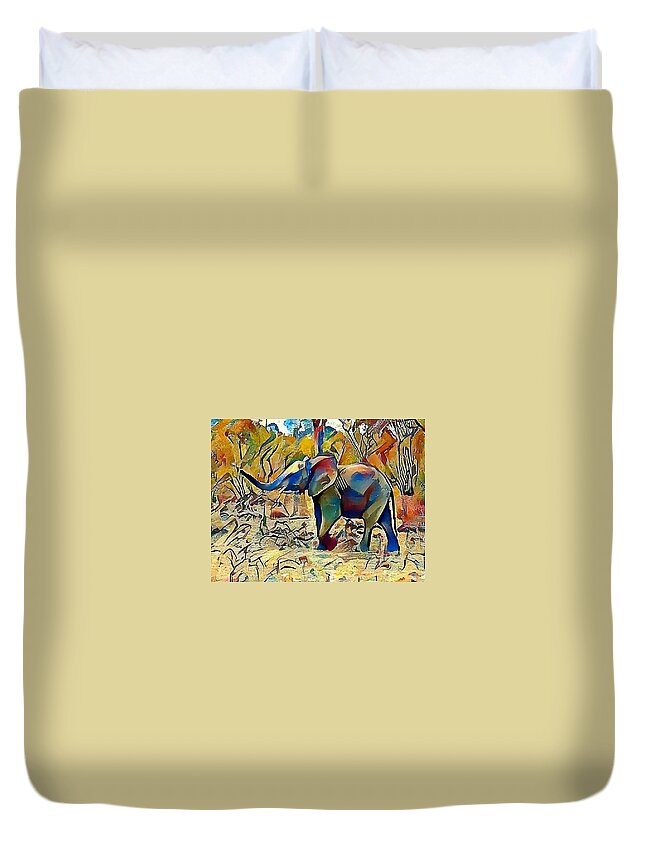 Elephant Duvet Cover featuring the photograph Ellie by Gini Moore