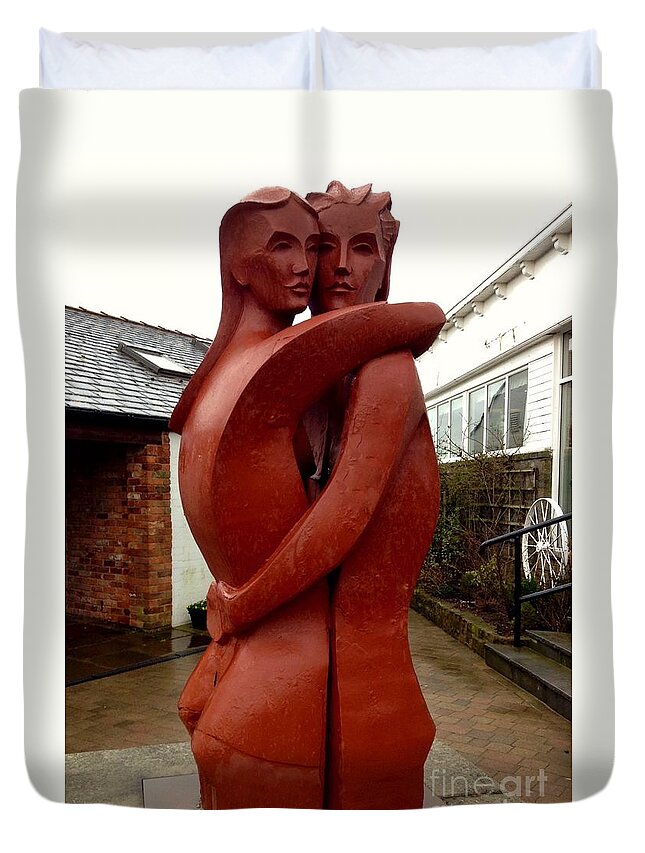 Embracing Couple Duvet Cover featuring the photograph Embrace 3 by Joan-Violet Stretch
