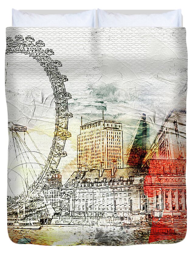 London Duvet Cover featuring the digital art Embrace Life by Nicky Jameson