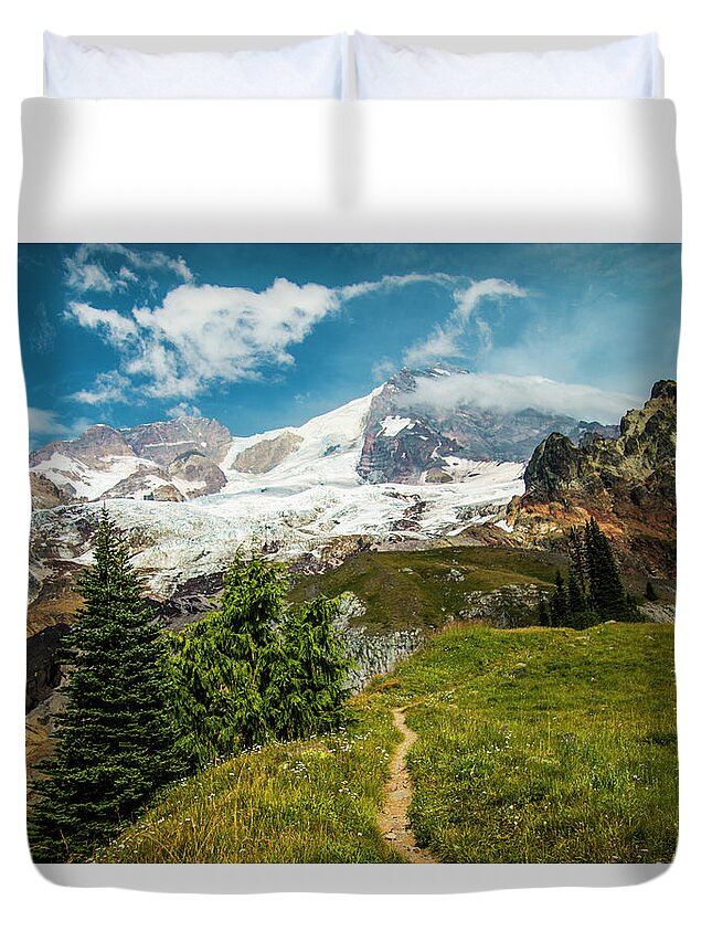 Landscape Duvet Cover featuring the photograph Emerald View by Doug Scrima
