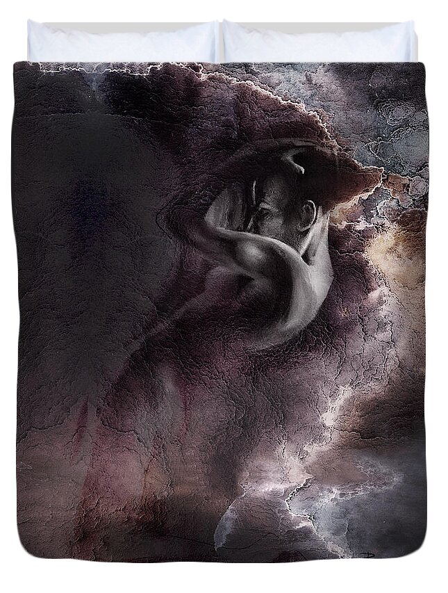 Empathy Duvet Cover featuring the drawing Emergent 1b - Textured by Paul Davenport