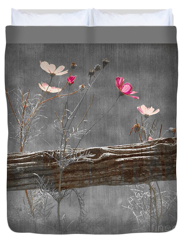 Flowers Duvet Cover featuring the photograph Emerging Beauties - v38at1 by Variance Collections