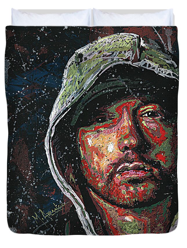 Eminem Duvet Cover featuring the painting Eminem by Maria Arango