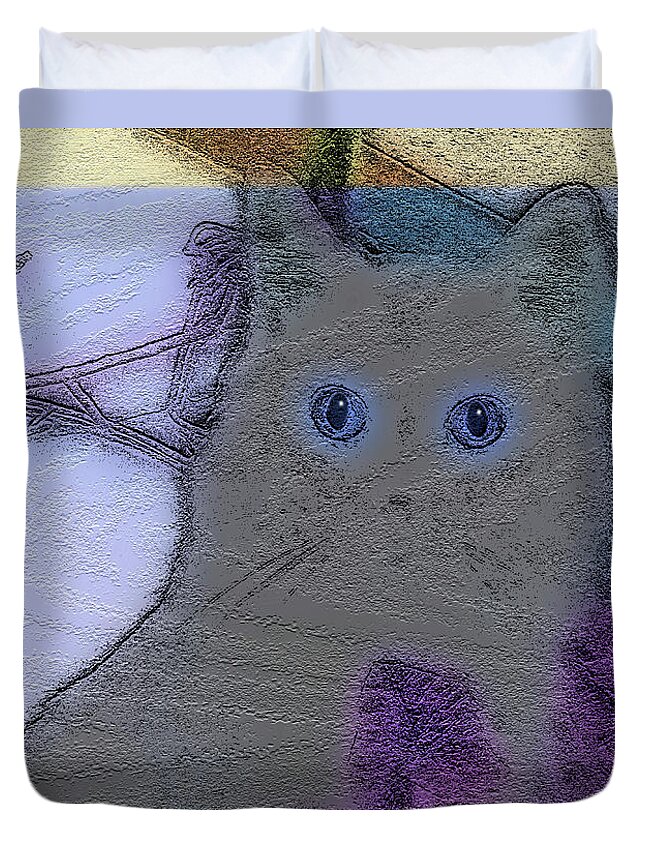 Cat Duvet Cover featuring the photograph Emmy #43 by Barbara Tristan