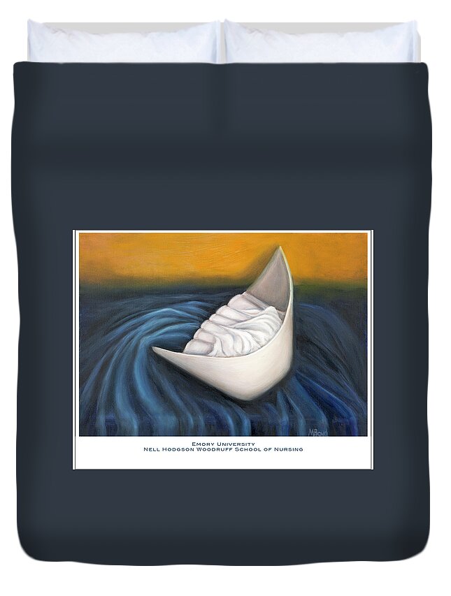Emory University Duvet Cover featuring the painting Emory University Nell Hodgson Woodruff School of Nursing by Marlyn Boyd