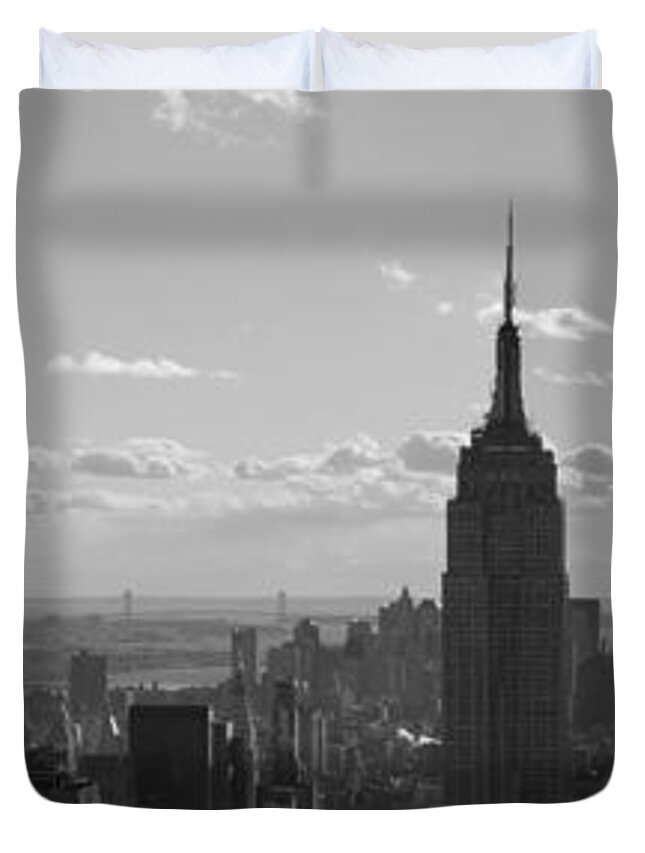 Cities Duvet Cover featuring the photograph Empire State Building Panorama by BONB Creative