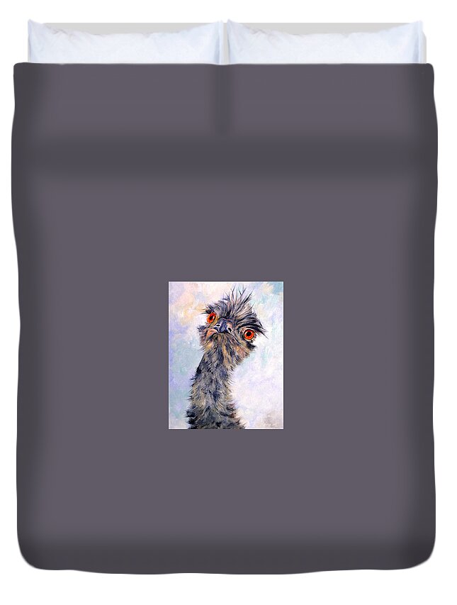 Emu Duvet Cover featuring the painting Emu Twister by Ryn Shell