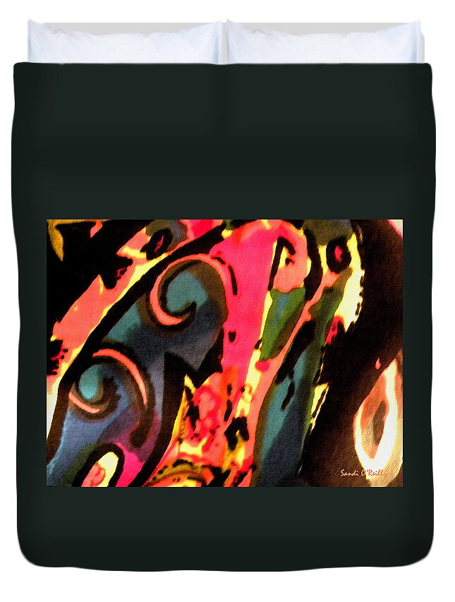 Abstract Duvet Cover featuring the mixed media En Joy by Sandi OReilly