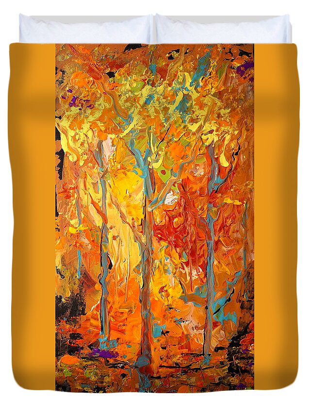 Autumn Duvet Cover featuring the painting Enchanted by Alan Lakin