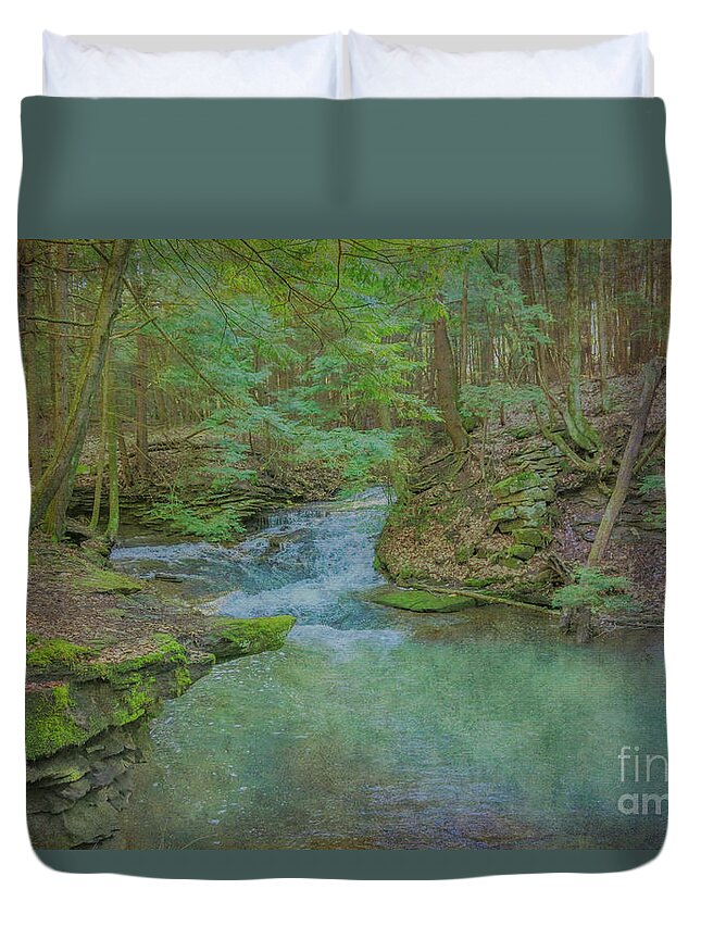 Enchanted Forest One Duvet Cover featuring the digital art Enchanted Forest One by Randy Steele