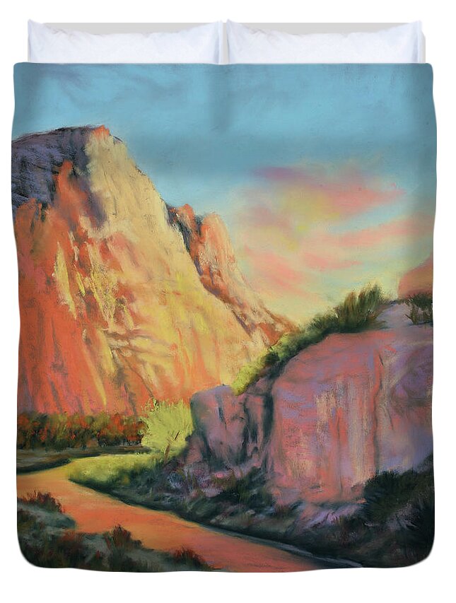 Landscape Duvet Cover featuring the painting Enchanted View by Sandi Snead