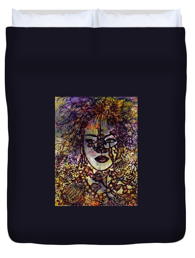 Female Duvet Cover featuring the painting Enchanting Evening by Natalie Holland