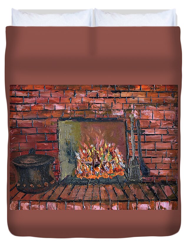 Fire Duvet Cover featuring the painting Enchanting Fire by Michael Daniels