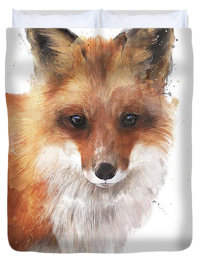 Fox Duvet Cover featuring the painting Encounter by Amy Hamilton