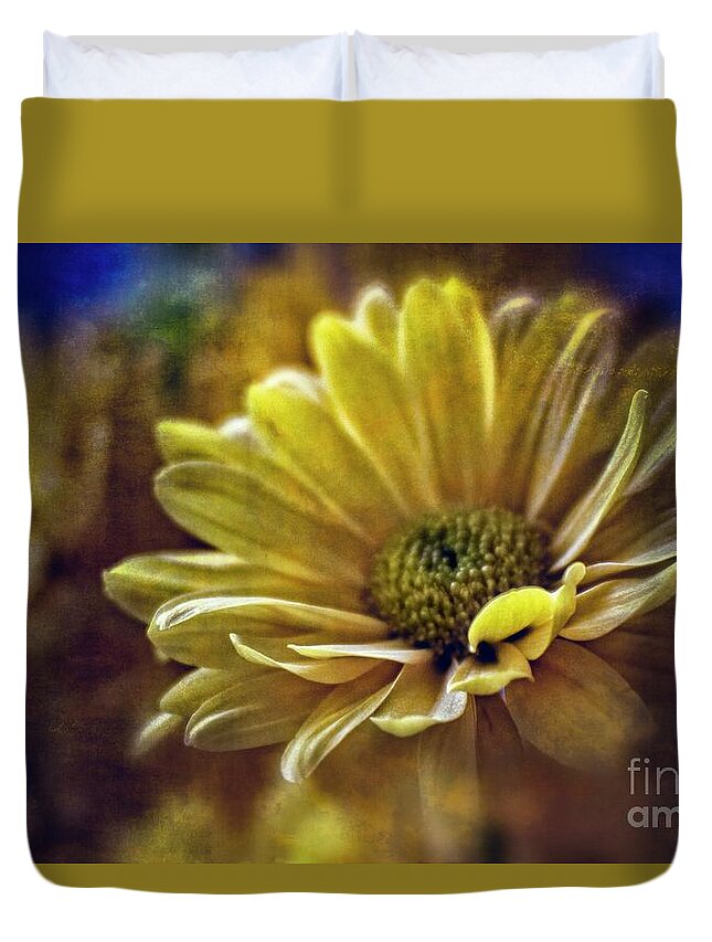 Floral Duvet Cover featuring the mixed media Encounter Floral Contemporary Art #703 by Ella Kaye Dickey