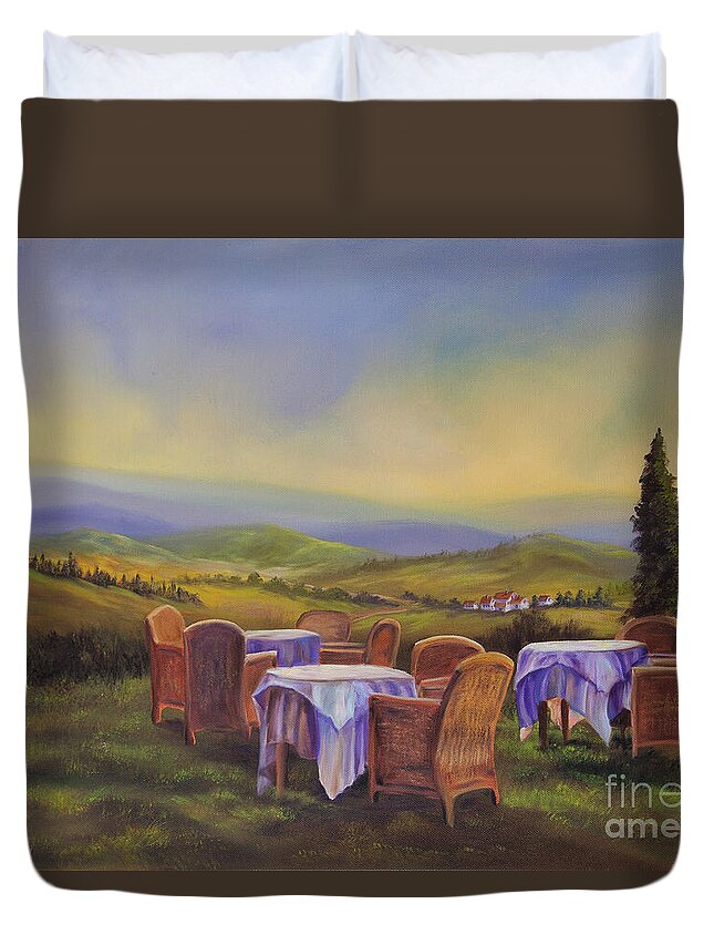 Tuscany Painting Duvet Cover featuring the painting End of a Tuscan Day by Charlotte Blanchard