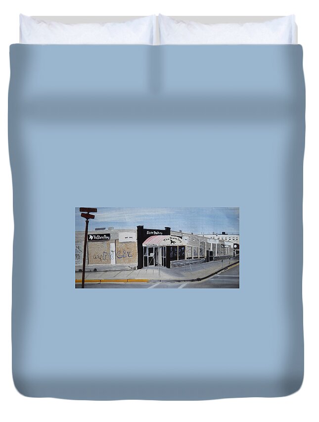 Acrylic Painting Of The Stone Pony Duvet Cover featuring the painting End of an Era by Patricia Arroyo