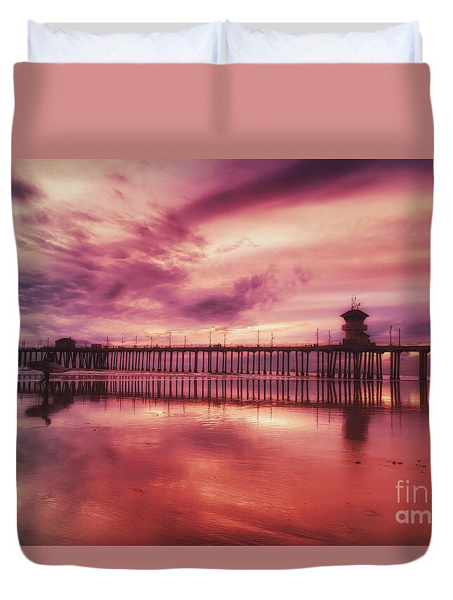 Pier Duvet Cover featuring the photograph End of Days at the Pier by Susan Gary