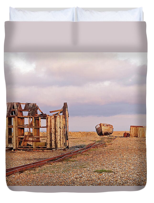 Abandoned Duvet Cover featuring the photograph End Of The Line by Gill Billington