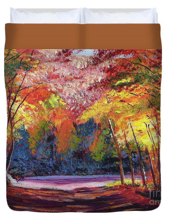 Autumn Duvet Cover featuring the painting End of the Road by David Lloyd Glover