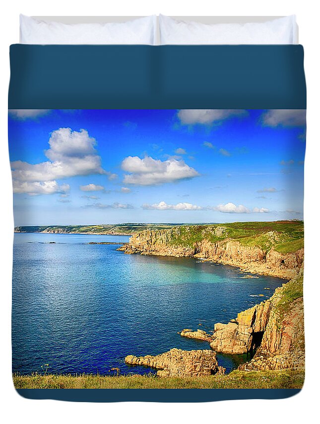 Lands Duvet Cover featuring the photograph End of the World - Cornwall by Chris Smith