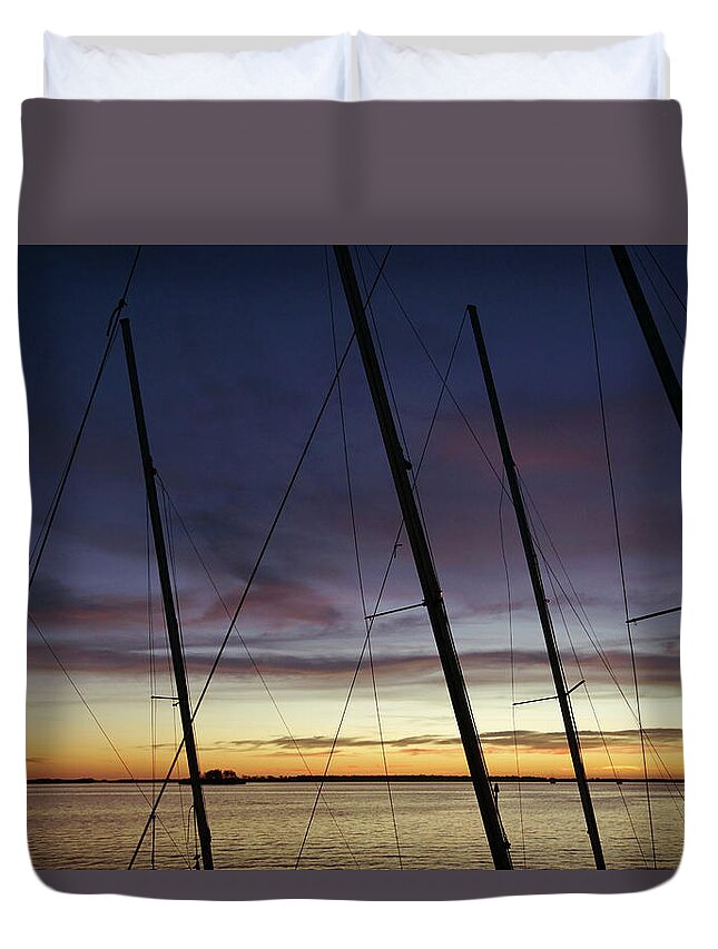 Dunedin Duvet Cover featuring the photograph End to a Day of Sailing by Daniel Woodrum