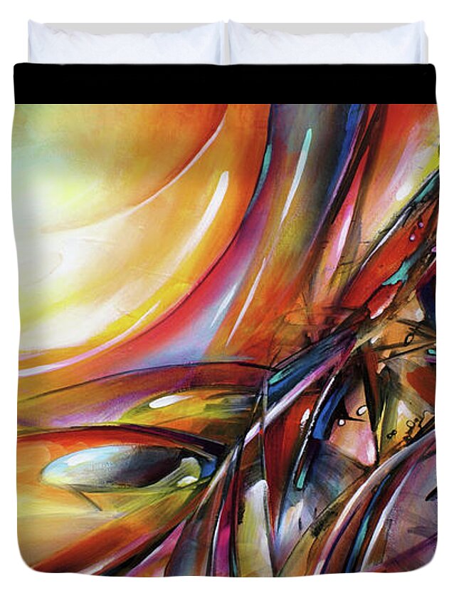 Abstract Duvet Cover featuring the painting Endless Drift by Michael Lang