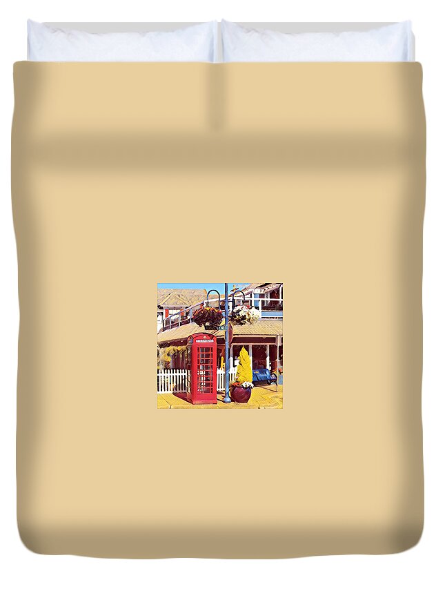 Phone Booth Duvet Cover featuring the photograph English Phone Booth by Jerry Abbott
