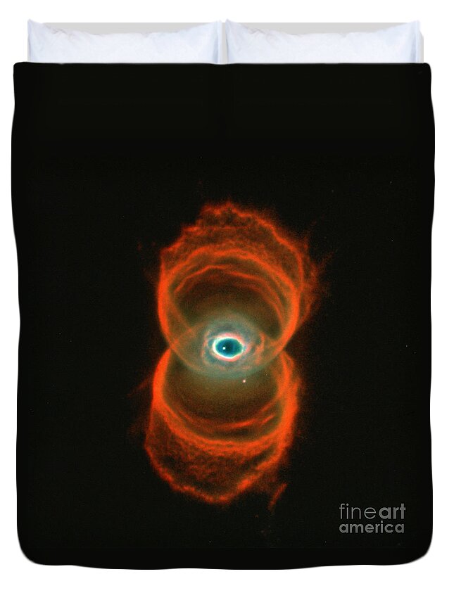 Science Duvet Cover featuring the photograph Engraved Hourglass Nebula by Nasa
