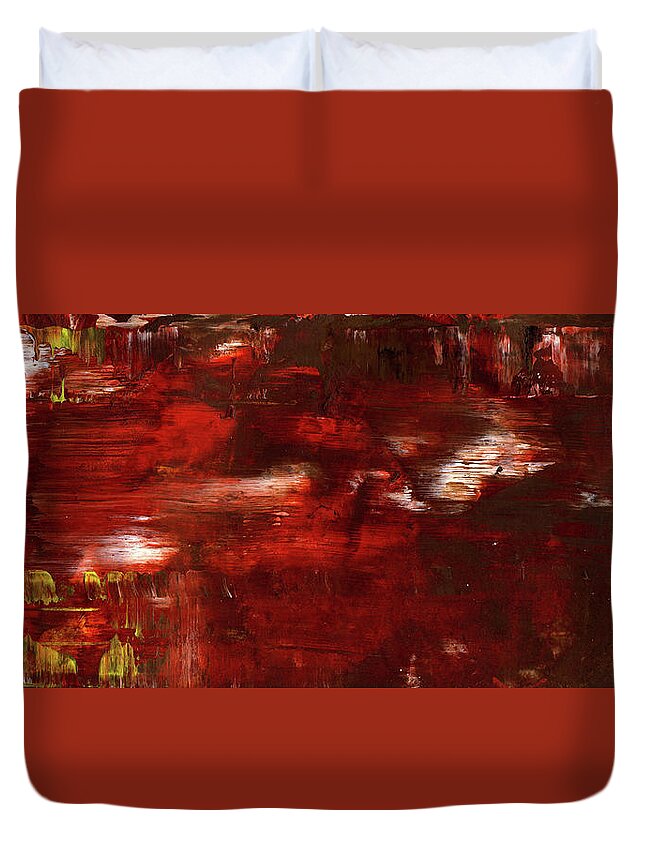Abstract Duvet Cover featuring the painting Enigma - Large Contemporary Earth Tone Painting by Modern Abstract
