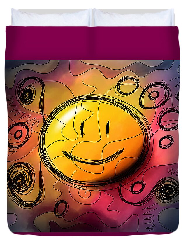 Enjoy Life Digital Drawing Photoshop Doodle Colorful Abstract Duvet Cover featuring the photograph Enjoy Life by Janine Pauke