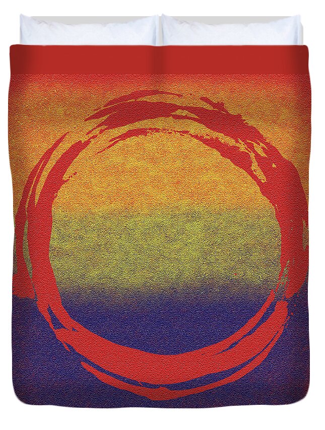 Circle Duvet Cover featuring the painting Enso 7 by Julie Niemela