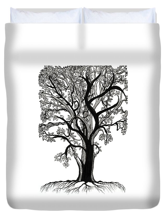 Trees Duvet Cover featuring the drawing Entangled by Danielle Scott