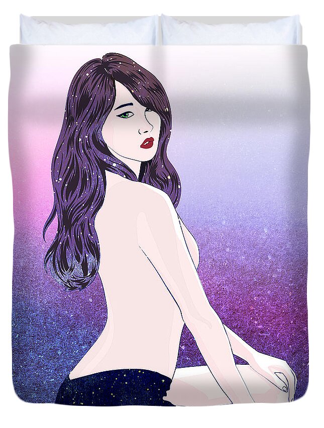 Woman Duvet Cover featuring the digital art Entice by Stevyn Llewellyn