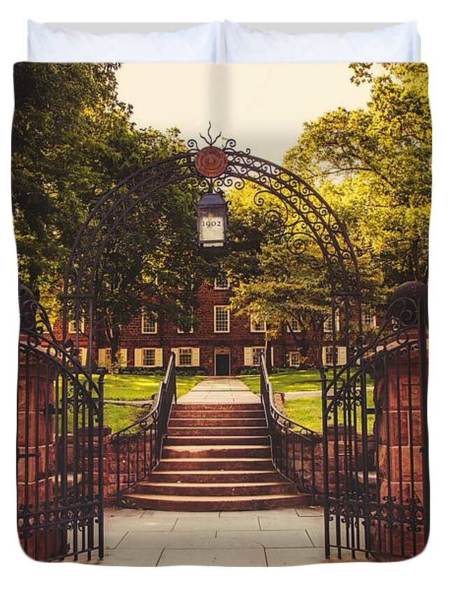 Entrance Duvet Cover featuring the photograph Entrance To Rutgers University by Mountain Dreams