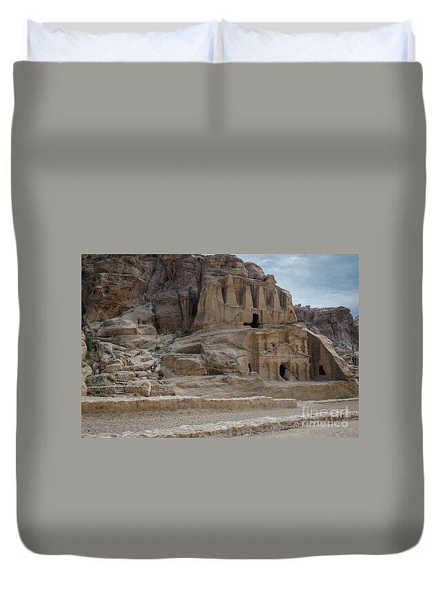 Siq Duvet Cover featuring the photograph Entrance to the Siq Petra, Jordan 3 by Perry Rodriguez