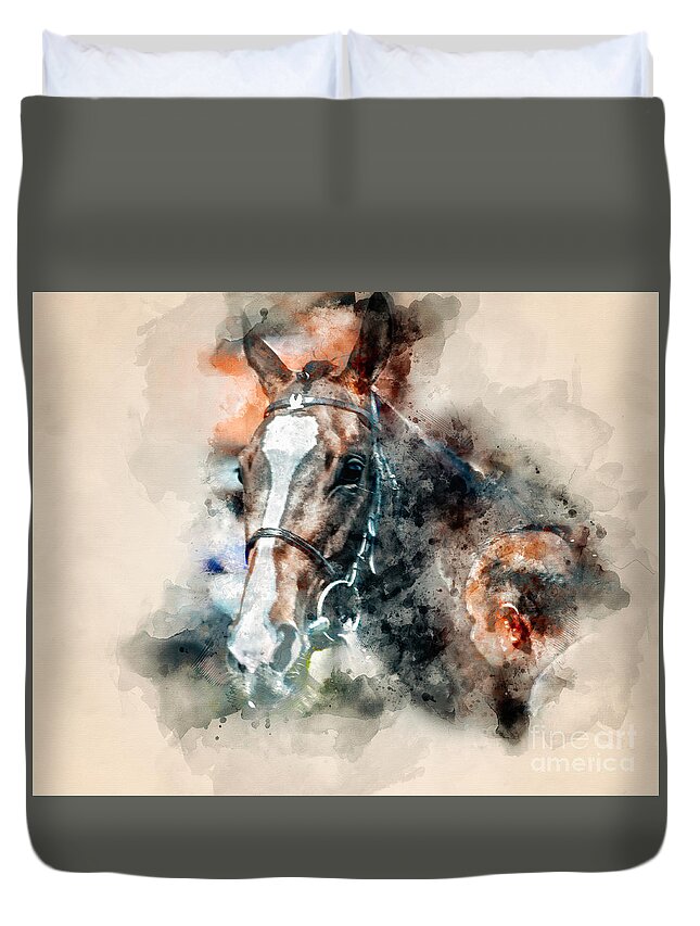 Sevenstyles Duvet Cover featuring the photograph Equine Watercolour I by Jack Torcello