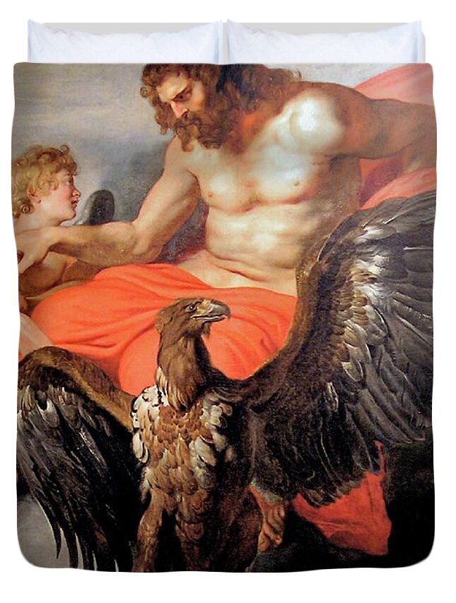 Eros Duvet Cover featuring the painting Eros et Zeus by Peter Paul Rubens