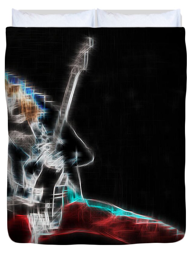 Eddie Van Halen Duvet Cover featuring the digital art Eruption by Kenneth Armand Johnson