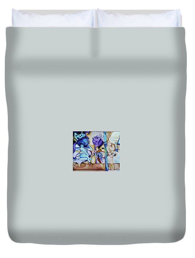Erykah Badu The Original Muse Of My Soul Duvet Cover featuring the painting Erykah the 1st by Femme Blaicasso