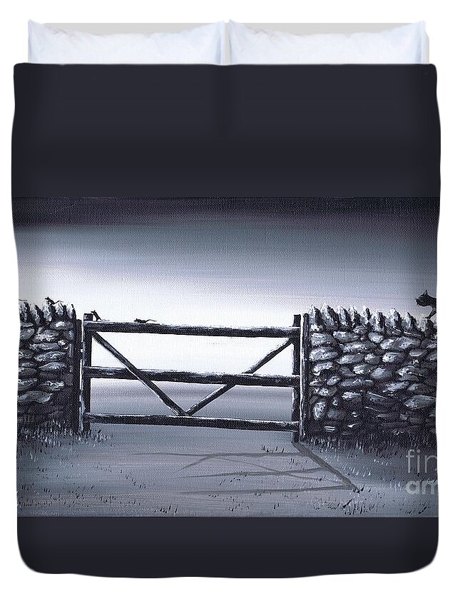 Escape Plan Duvet Cover featuring the painting Escape Plan by Kenneth Clarke