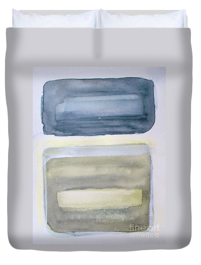 Abstract Duvet Cover featuring the painting Esmeralda by Vesna Antic