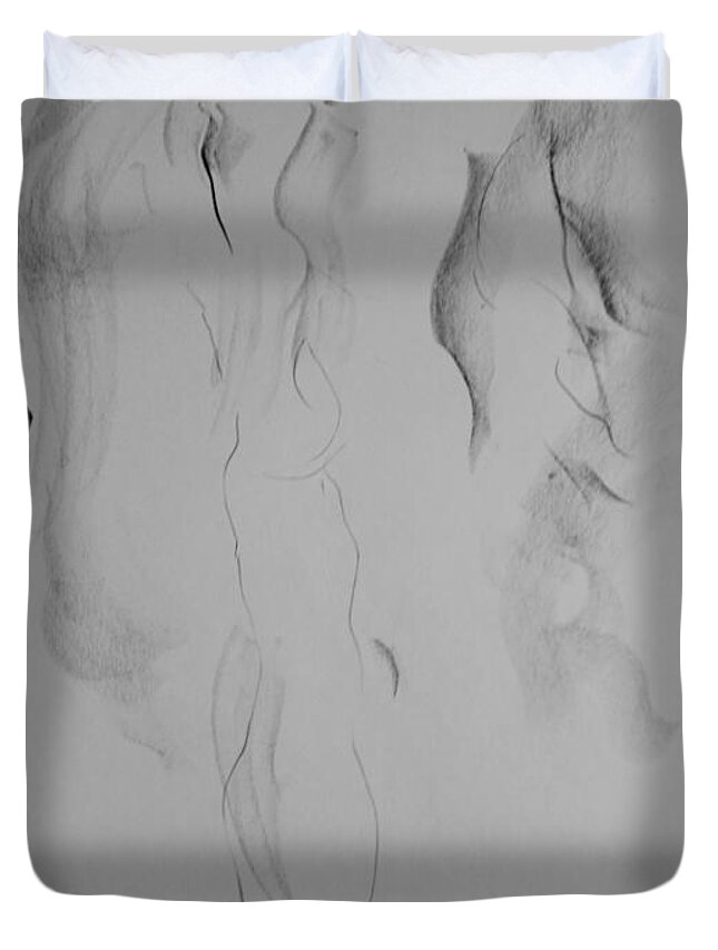 Life Model Sketch Duvet Cover featuring the drawing Esq 2015-10-02-1 by Jean-Marc Robert