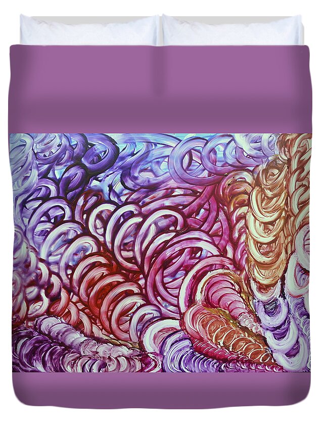 Abstract Duvet Cover featuring the painting Eternal Links II by Manjiri Kanvinde